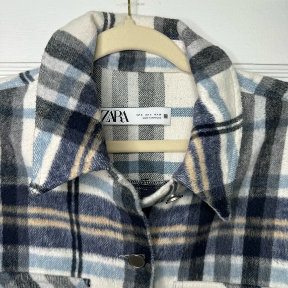 Zara Boxy Shapeless Cropped Plaid Fall Jacket Small - Picture 6 of 12